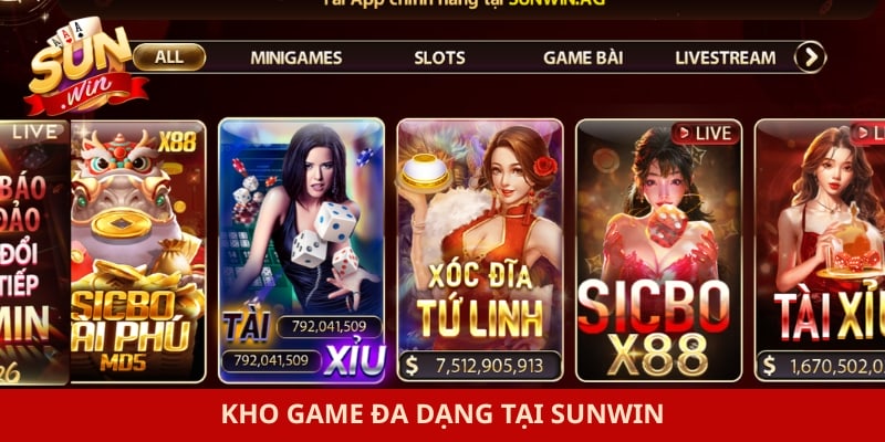 Giới thiệu 2 Kho game đa dạng tại Sunwin
