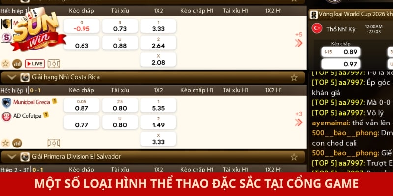 Thể thao Sunwin 3 Một số loại hình thể thao đặc sắc tại cổng game