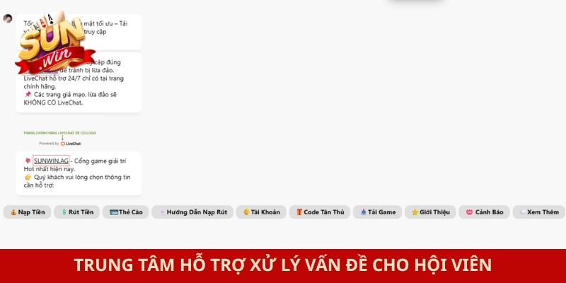 Trung tâm hỗ trợ xử lý vấn đề cho hội viên